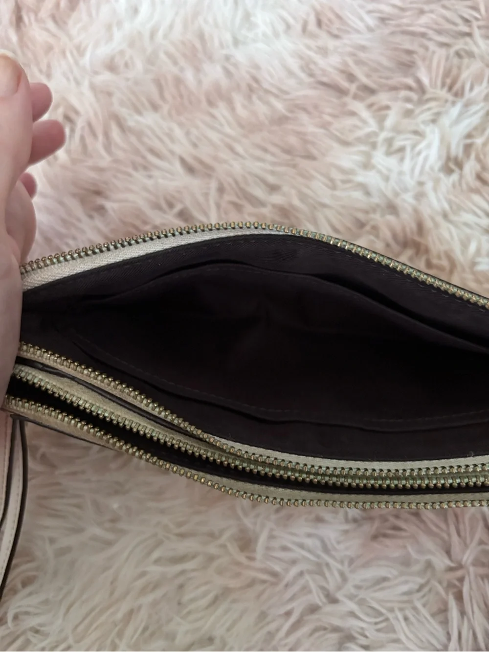 Coach Khaki/Tan Signature Canvas Wristlet with Gold Logo